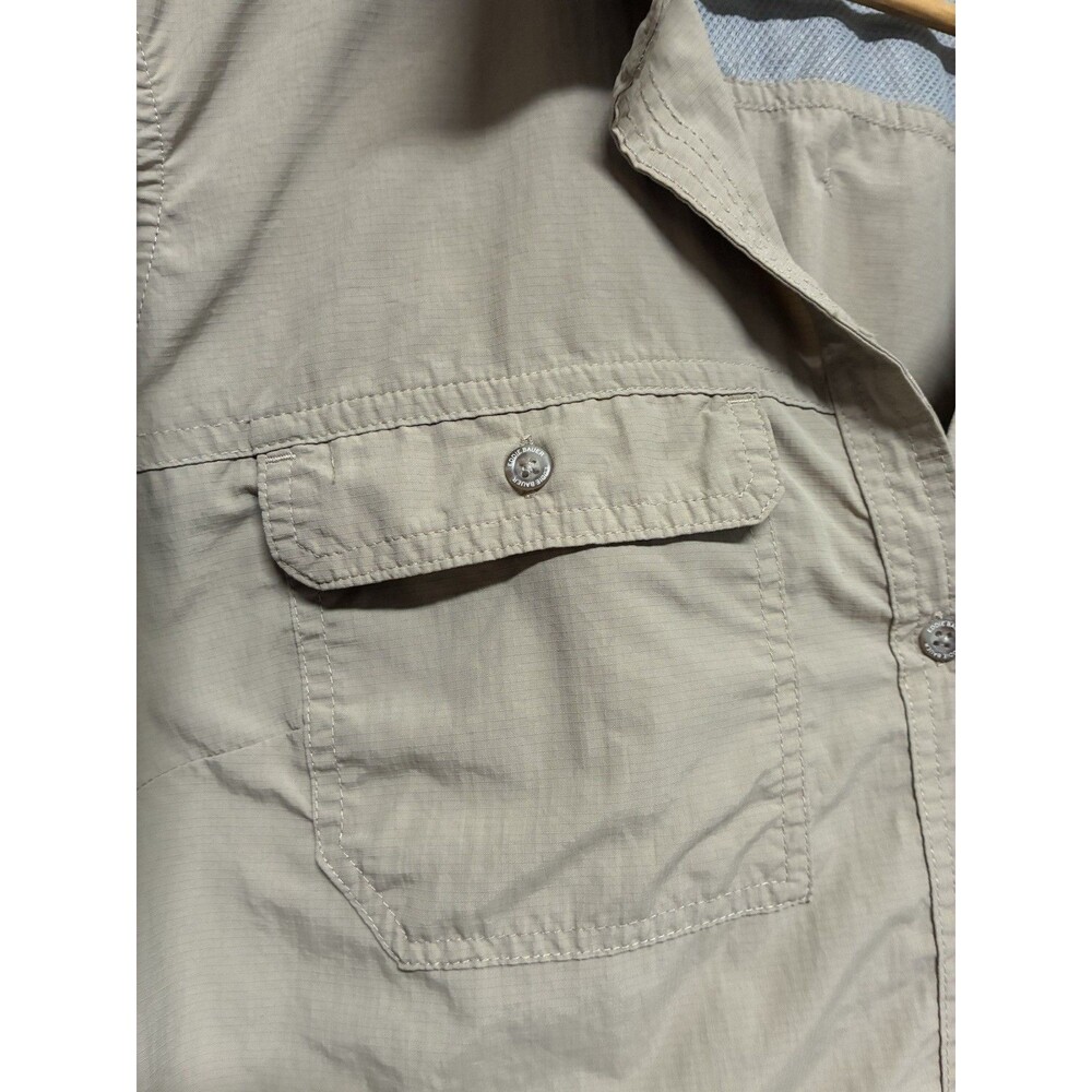 Eddie Bauer Women’s XL Beige Outdoor Nylon Buttondown Long Sleeve Shirt - Picture 2 of 12